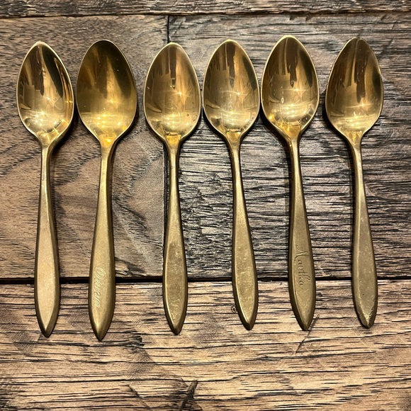 Vintage Dirigold Dirilyte Gold small Demitasse baby Spoons (6) - Picture 1 of 7